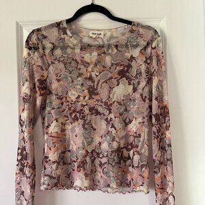 Nordstrom Open Edit Long Sleeve Mesh Top